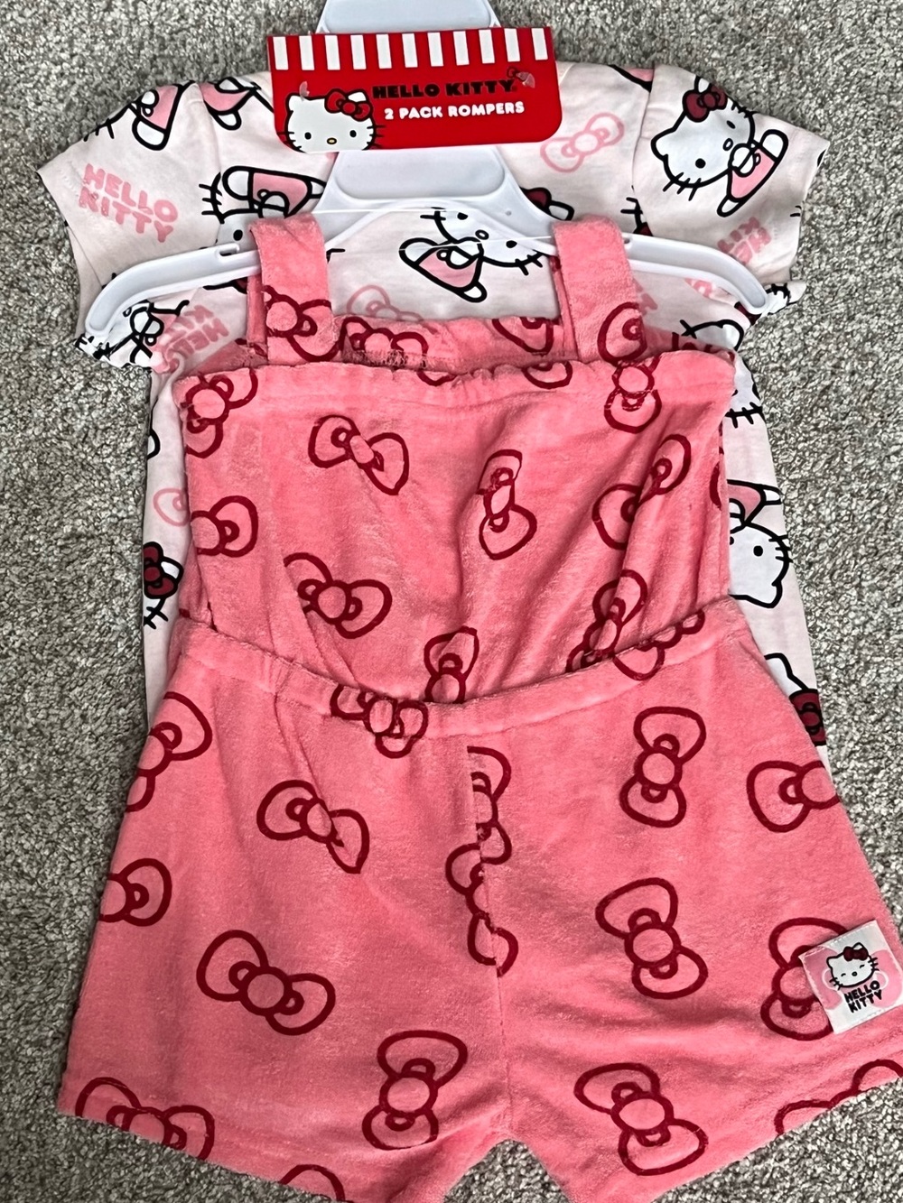 Hello Kitty 2-Pack Rompers Pink/White Girls 24 Months